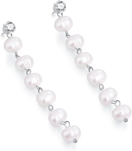 حلق متدلي طويل من اللؤلؤ - أقراط لؤلؤ باروكي مطلية بالذهب عيار 14 قيراط - هدايا مجوهرات أنيقة للنساء والفتيات in Kuwait