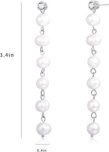 حلق متدلي طويل من اللؤلؤ - أقراط لؤلؤ باروكي مطلية بالذهب عيار 14 قيراط - هدايا مجوهرات أنيقة للنساء والفتيات in Kuwait