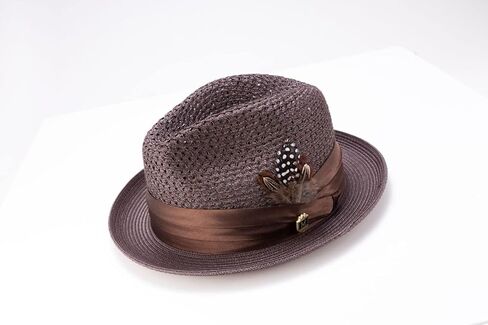 مونتيك مضفر قرصة فيدورا قبعة للرجال | بوليستر خفيف الوزن الصيف بنما قبعة عصرية التصميم | H-24 in Kuwait