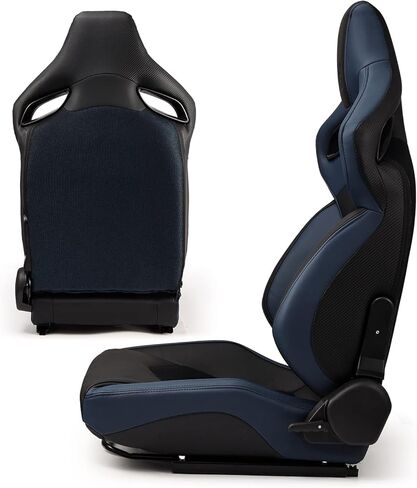 ModifyStreet [سلسلة Dark Knight] أسود+حمراء PVC مقاعد سباقات رياضية قابلة للرياضة زوج مع شريط التمرير اليسار/اليمين in Kuwait