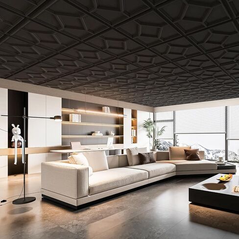 WOWSTAR 12-Pack 24"x24" Drop Ceiling Tiles, 3D Decorative Glue Up Ceiling Tiles, White in Kuwait