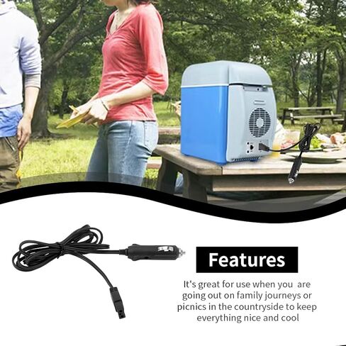 12V DC 2m Car Charger Extension Cable for Cool Box/Mini Fridge, 2 Pin Plug Replacement Power Cord, for Portable Equipment Power Supply Cable in Kuwait
