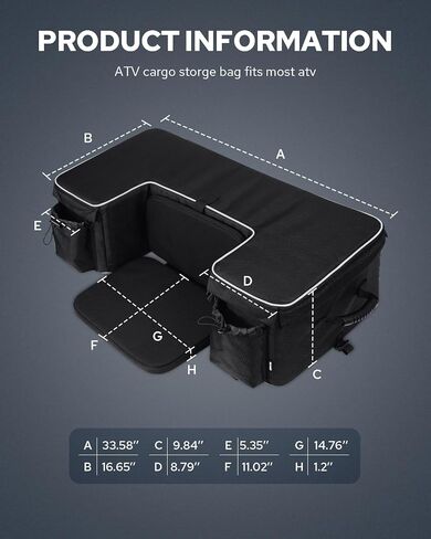 حقيبة تخزين Benlari ATV 61L مقاوم للماء 4 Wheeler Cargo Bage وسادة سميكة قابلة للإزالة ATV حقيبة تروس المقعد الخلفي للركاب متوافق مع Polaris Sportsman Scrambler Fourstrax Outlander in Saudi Arabia