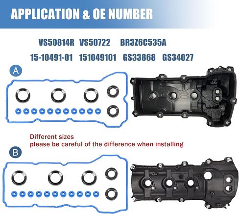 مجموعة غلاف صمام المحرك مجموعة مجموعة متوافقة مع Ford Edge Explorer F-150 Flex Mustang Taurus Transit-150 Transit-250 Transit-350 Lincoln MKS MKT MKX MKZ 3.5L 3.7L V6-استبدال VS50814R VS50722222222222222222 in Saudi Arabia