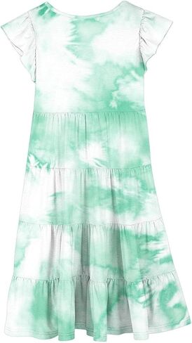 2025 Summer Teens Girls Dresses Toddler Kids Cute Ruffles A Line Color Block Dress Little Girl Skater Tiered Swing Sun Dress in Saudi Arabia