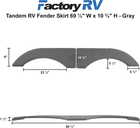 69.5" x 10.75" RV Tandem Fender Skirt | UV Protection | Can Be Painted | Made in The USA (Gray, 2) in Saudi Arabia