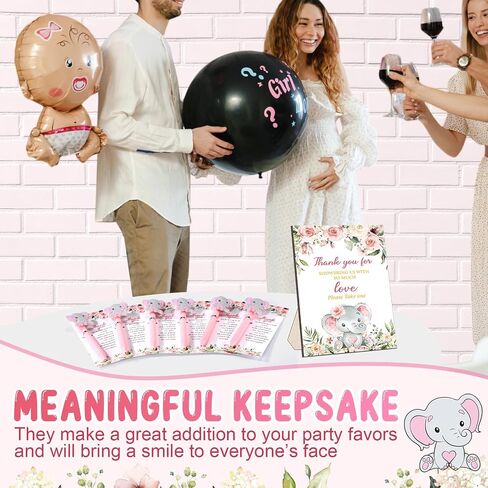 Frienda 50 Set Little Elephant Baby Shower Favors for Guests Include Wooden Sign 50 Baby Ballpoint Pens 50 elephant Thank You Cards with Twist Ties for Gender Reveal Party Baby Shower Return Gifts in Saudi Arabia