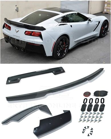 استبدال 2014-2019 شيفروليه كورفيت C7 جميع النماذج | Z06 Z07 Stage 3 Style Trunk Lid Wing مع Spoiler WickerBill Defined (ABS Plastic - Primer Black) in Kuwait