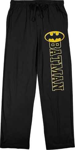 Bioworld Batman Stitch Title Logo Men's Black Drawstring Sleep Pajama Pants in Saudi Arabia