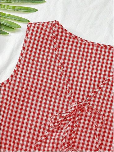Soly Hux Women's Summer Summer Outfits Plaid Printless Side Tie Bront Tank Top Stest Sterts Peach Haction in Kuwait