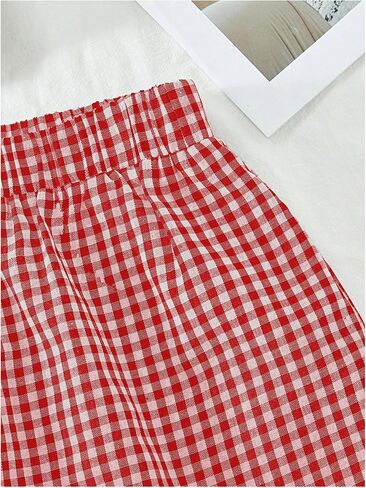 Soly Hux Women's Summer Summer Outfits Plaid Printless Side Tie Bront Tank Top Stest Sterts Peach Haction in Kuwait