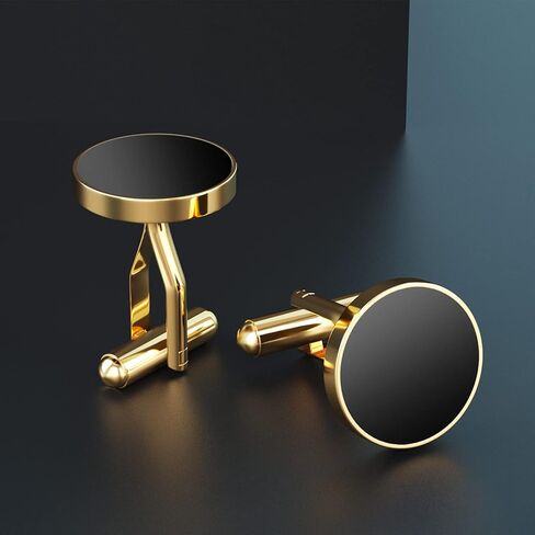 Cufflinks For Men, 316L Stainless Steel Tuxedo Shirt Cuff Links Shirt Accessories Unique Business Groom Wedding Black Silver Gold Jewelry for Son, Father, Husband, Boyfriend in Kuwait