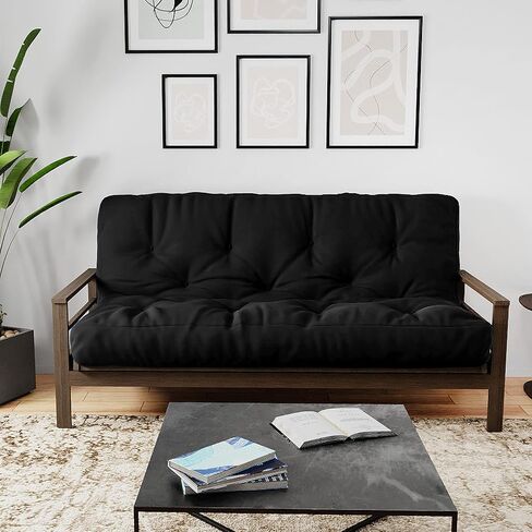 منتجات Royal Sleep By The Futon Factory 6 Inch Memory Foam Futon Mattress - غطاء أسود صلب - الحجم الكامل - الرغاوي المعتمدة in Saudi Arabia