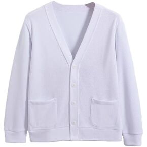 Men's Cotton Cardigan Sweater Long-Sleeve V Neck Buttons Cardigan with Pockets ZXCV11 in Saudi Arabia