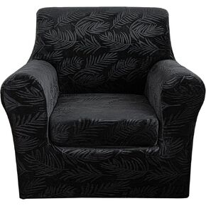 3 Pieces Velvet Loveseat Covers for 2 Cushion Couch Stretch Sofa Covers Washable Dog Couch Cover Embossed Leaf Design Furniture Covers for Sofa (Ivory, Loveseat) in Saudi Arabia