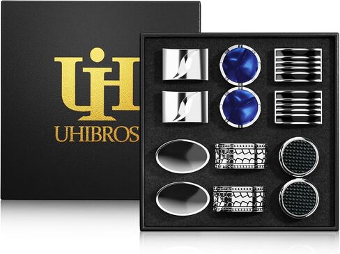 Cufflinks For Men, 316L Stainless Steel Tuxedo Shirt Cuff Links Shirt Accessories Unique Business Groom Wedding Black Silver Gold Jewelry for Son, Father, Husband, Boyfriend in Kuwait