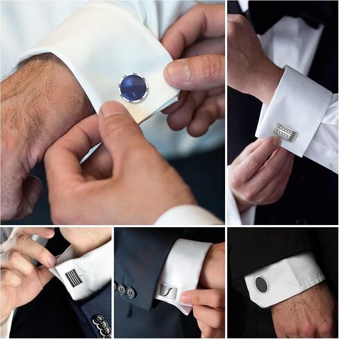 Cufflinks For Men, 316L Stainless Steel Tuxedo Shirt Cuff Links Shirt Accessories Unique Business Groom Wedding Black Silver Gold Jewelry for Son, Father, Husband, Boyfriend in Kuwait