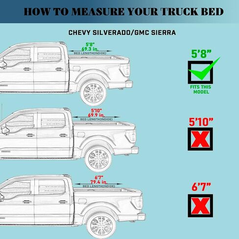 Hard Tri-Fold Truck Bed Tonneau Cover Compatible with 2019-2025 Chevy Silverado/GMC Sierra 5.8ft Bed (69.6") in Saudi Arabia