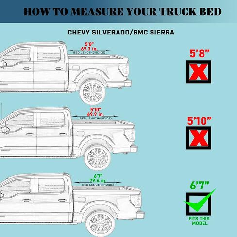 Hard Tri-Fold Truck Bed Tonneau Cover Compatible with 2019-2025 Chevy Silverado/GMC Sierra 5.8ft Bed (69.6") in Saudi Arabia