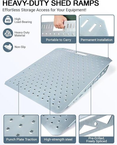 سقيفة شاقة منحدر لركوب الخيل ، سلالم لذعان المرآب عتبة المدخل العشب جرار جرار الثلج كراسي الكراسي العربة الحديقة ، 1500 رطل التحميل مضاد للانزلاق لوحة منحدر-2 pcs in Kuwait