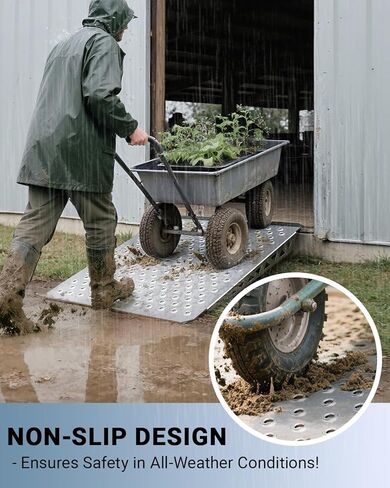 سقيفة شاقة منحدر لركوب الخيل ، سلالم لذعان المرآب عتبة المدخل العشب جرار جرار الثلج كراسي الكراسي العربة الحديقة ، 1500 رطل التحميل مضاد للانزلاق لوحة منحدر-2 pcs in Kuwait