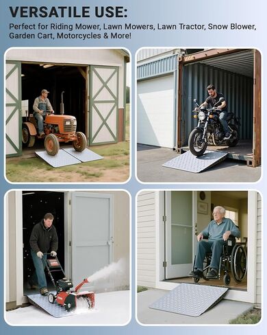 سقيفة شاقة منحدر لركوب الخيل ، سلالم لذعان المرآب عتبة المدخل العشب جرار جرار الثلج كراسي الكراسي العربة الحديقة ، 1500 رطل التحميل مضاد للانزلاق لوحة منحدر-2 pcs in Kuwait