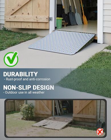 سقيفة شاقة منحدر لركوب الخيل ، سلالم لذعان المرآب عتبة المدخل العشب جرار جرار الثلج كراسي الكراسي العربة الحديقة ، 1500 رطل التحميل مضاد للانزلاق لوحة منحدر-2 pcs in Kuwait