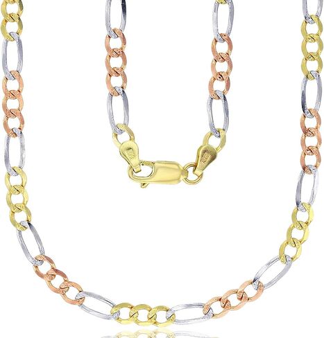 نغمة الذهب 14K ، سلسلة ثلاثية الألوان 4MM FIGARO 100 in Saudi Arabia
