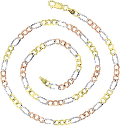 نغمة الذهب 14K ، سلسلة ثلاثية الألوان 4MM FIGARO 100 in Saudi Arabia