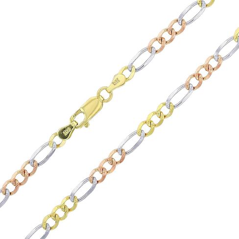 نغمة الذهب 14K ، سلسلة ثلاثية الألوان 4MM FIGARO 100 in Saudi Arabia