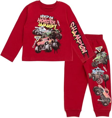 مجموعة Monster Jam T-Shirt و Fleece Jogger Pants مجموعة ليد ليد ليد كيد جرافور ديجر إل تورو لوكو ميغالودون in Saudi Arabia