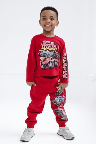 مجموعة Monster Jam T-Shirt و Fleece Jogger Pants مجموعة ليد ليد ليد كيد جرافور ديجر إل تورو لوكو ميغالودون in Saudi Arabia