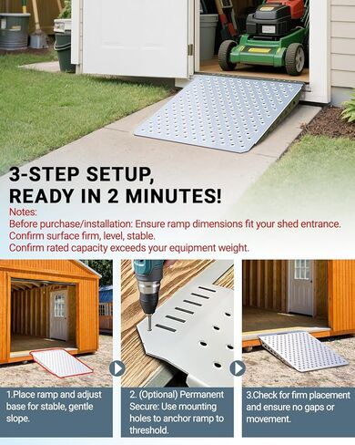 سقيفة شاقة منحدر لركوب الخيل ، سلالم لذعان المرآب عتبة المدخل العشب جرار جرار الثلج كراسي الكراسي العربة الحديقة ، 1500 رطل التحميل مضاد للانزلاق لوحة منحدر-2 pcs in Kuwait