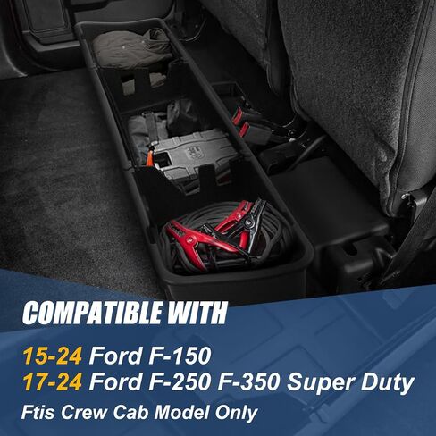 أسرة تلقائية خلفية تحت أداة تخزين الأدوات مقعد شحنة مربع منظم علبة متوافقة مع Chevy Silverado GMC Sierra 1500 2500HD 3500HD CREW CAB Pickup 2007-2019 ، تصميم خفيف الوزن ، أسود لامع in Kuwait