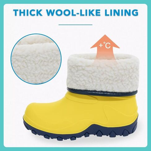 Kids Winter Rain Boots, Insulated Warm Snow Boots, Children Waterproof Mud Boots for Boys and Girls, Toddler/Little Kid/Big Kid in Kuwait