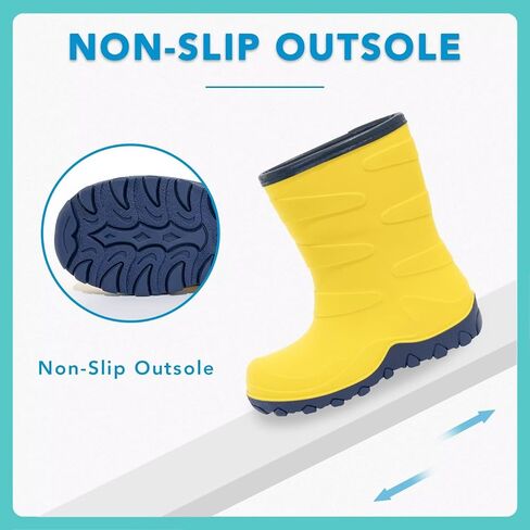 Kids Winter Rain Boots, Insulated Warm Snow Boots, Children Waterproof Mud Boots for Boys and Girls, Toddler/Little Kid/Big Kid in Kuwait