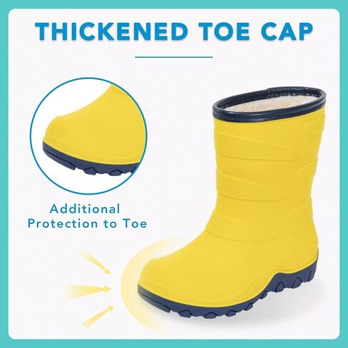 Kids Winter Rain Boots, Insulated Warm Snow Boots, Children Waterproof Mud Boots for Boys and Girls, Toddler/Little Kid/Big Kid in Kuwait