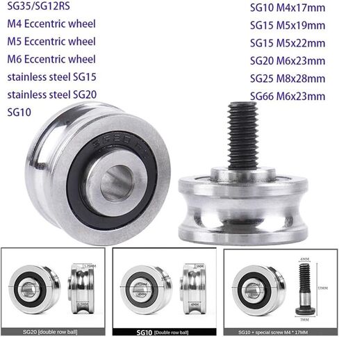 5Set SG10 SG15 SG20 SG25SG66+M4 M5 M6 M8 مسامير برغي تحمل U-Groove دليل محامل بكرة النسيج (SG25 M8X28MM) in Kuwait