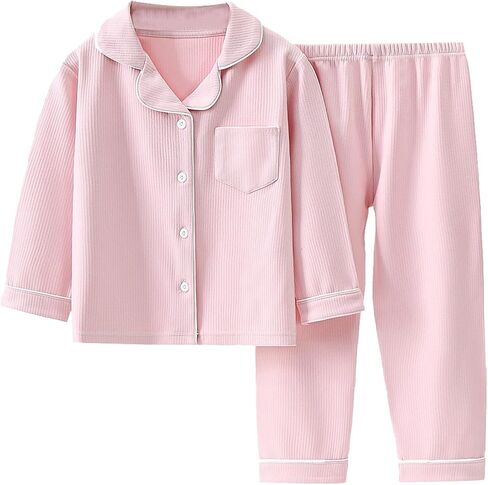 Teens Girls Boys Cotton 𝐏ajamas Sets Toddler Baby Striped Button Up 𝗟ounge 𝐒leepwear Kids Long Sleeve 𝐏js 𝐍ightwear in Saudi Arabia