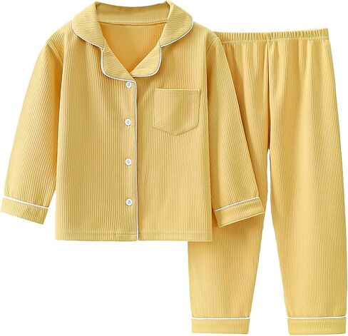 Teens Girls Boys Cotton 𝐏ajamas Sets Toddler Baby Striped Button Up 𝗟ounge 𝐒leepwear Kids Long Sleeve 𝐏js 𝐍ightwear in Saudi Arabia
