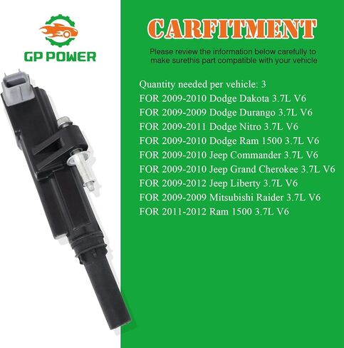 Coil Coil 5149199AA UF640 UF-640 5C1709 C1652 مجموعة من 3 متوافقة مع قائد Jeep Grand Cherokee Liberty Dodge Dakota Durango Nitro Ram 1500 Mitsubishi Raider Ram 1500 3.7 V6 in Saudi Arabia