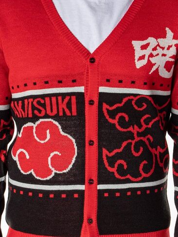 Naruto Shippuden Men's Akatsuki Red Cloud Sweater Strime Christmas Button-Up Cardigan in Saudi Arabia