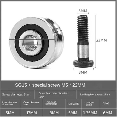 5Set SG10 SG15 SG20 SG25SG66+M4 M5 M6 M8 مسامير برغي تحمل U-Groove دليل محامل بكرة النسيج (SG25 M8X28MM) in Kuwait