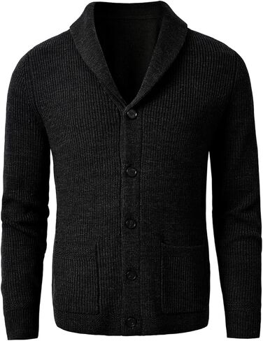 Men's Shawl Collar Cardigan Sweater Button Slim fit Wired Knitted Merino Wool Sweater in Kuwait