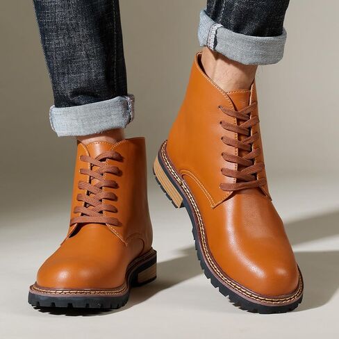 Men Leather Boots Plus Size High Top Oxford Dress Boots Leather Chukka Ankle Boot Business Shoes for Men in Saudi Arabia