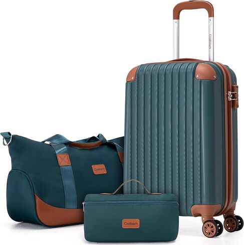Carry On Luggage مجموعات 3 قطع ، 20 بوصة الأمتعة 22x14x9 طيران معتمدة مع عجلات وقفل TSA ، ABS حقيبة سفر Hardshell خفيفة الوزن مع حقيبة سفر كيس القماش الخشن للرجال نساء in Kuwait