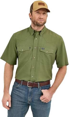 Wrangler SP25 WST MNS Perf Snap SS - MPF12503G Green L in Saudi Arabia