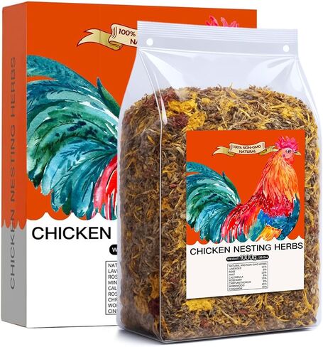 35 Oz Chicken Nesting Herbs Flowers 2.2lb Premixed 8 Dried Herbs Natural Nesting Box Herbs for Chicken Coop Freshness Promote Egg Laying Help Coop Smell Box Packaging in Kuwait
