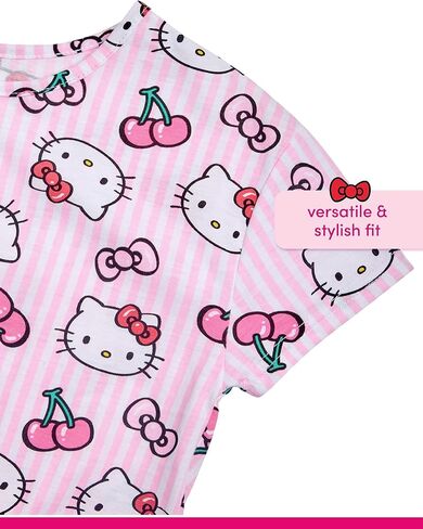 Hello Kitty Girls' T-Shirt - Short Sleeve Hello Kitty Graphic T Shirts for Girls (4-12), Size 8-10, Pink Hello Kitty Apples in Kuwait