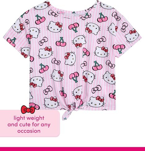 Hello Kitty Girls' T-Shirt - Short Sleeve Hello Kitty Graphic T Shirts for Girls (4-12), Size 8-10, Pink Hello Kitty Apples in Kuwait
